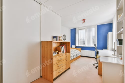 Preview: Bed near window in modern apartment