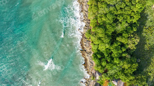 Preview: Sandy beach of an azure ocean viewed from above