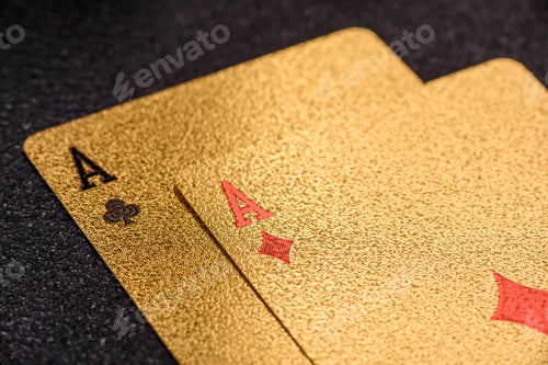 Preview: Playing cards and chips on a table, a gambling game of blackjack or baccarat. Cards and chips