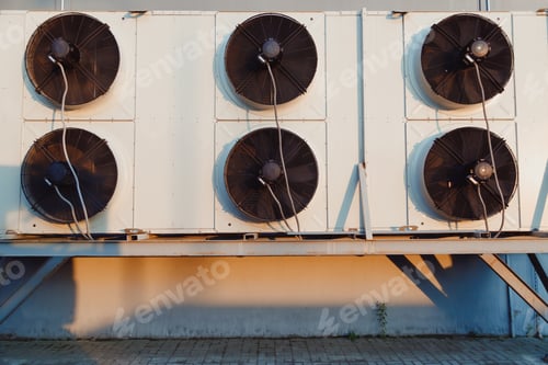 Preview: Industrial refrigeration unit, compressor outdoor unit, air conditioning equipment with fans