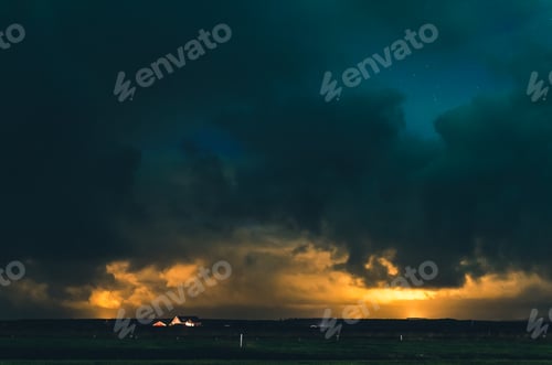 Preview: amazing night sky with orange glow