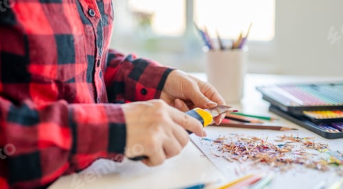 Preview: Woman Sharpening Colored Pencils