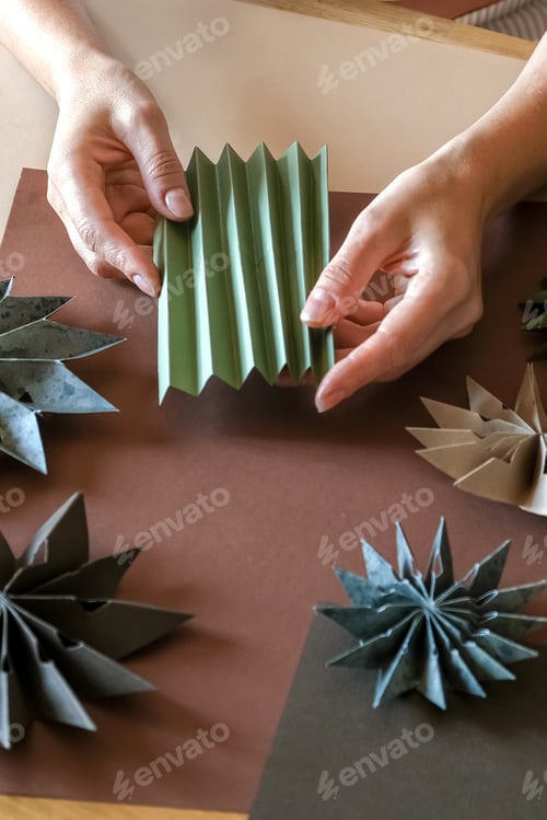 Preview: Christmas gift zero waste, eco friendly hand made box packaging gifts in kraft paper wooden table, e