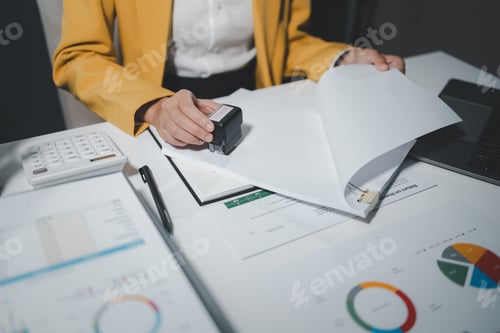 Preview: Desperate office worker overwhelmed with paperwork, stressed, Young businesswoman, office worker peo