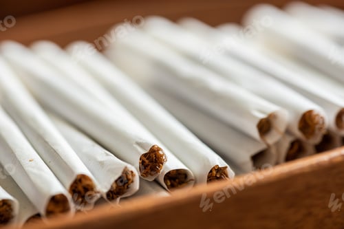 Preview: Closeup Images With Homemade Cigarettes On A Wooden Table