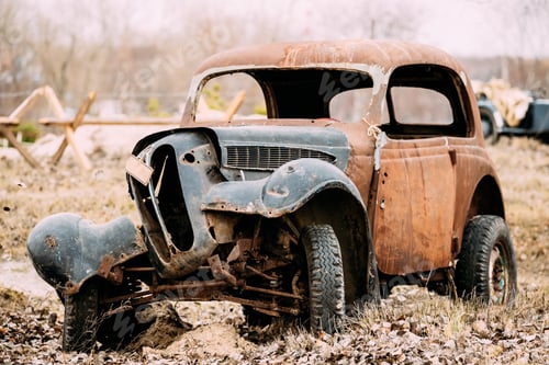 Preview: Old Broken Rusty Car Abandoned During Second World War