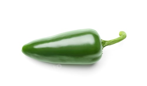 Preview: Ripe green hot chili pepper on white background, top view