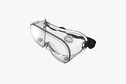 Preview: Clear plastic safety goggles with black strap