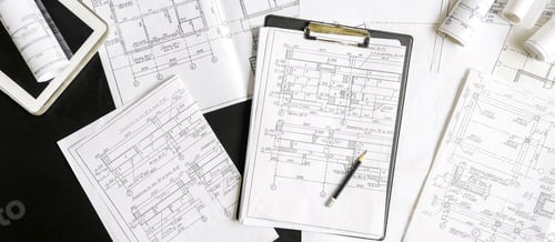 Preview: Architects concept, engineer architect designer freelance work on start-up project drawing, construc
