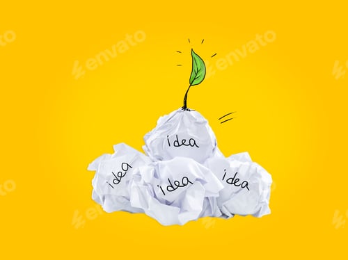 Preview: Inspiration Concept Crumpled Paper Light Bulb Metaphor For Good Idea
