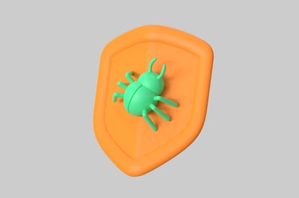 Preview: Digital Security Shield with Virus Bug