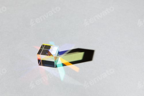 Preview: Glass geometric figures prisms with light diffraction and shadows