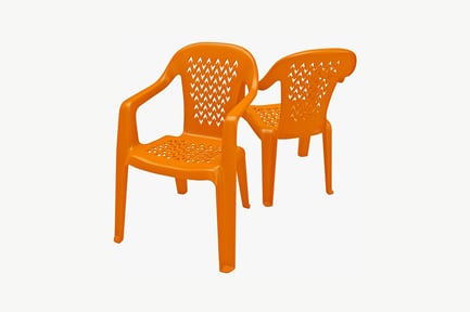 Preview: Orange plastic chairs with perforated lattice pattern