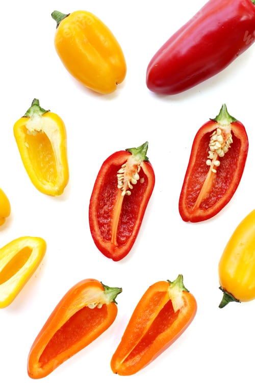Preview: Chili peppers on a white background.