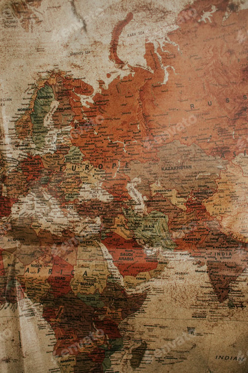 Preview: Close-up shot of the map of Eurasia.
