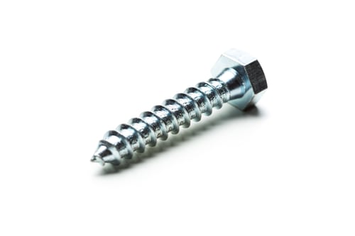 Preview: Detailed view of a metal screw showcasing its threading and hex head design