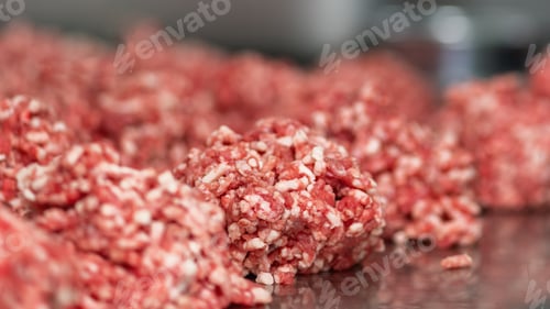 Preview: Meat Balls Prepared For Burgers in a Large Restaurant