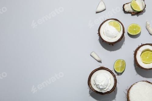 Preview: Summer dessert - ice cream, ice cream with coconut