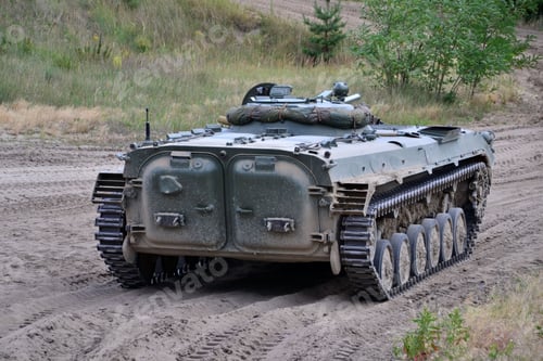 Preview: Panzer BMP 1 Sowjetisch DDR driving to the muddy road