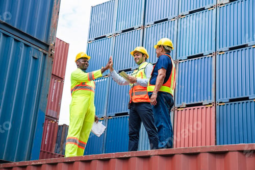 Preview: Male Industrial Engineer and Foreman control to work Check the safety of the container.