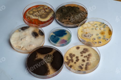 Preview: Petri dishes with mold cultures.