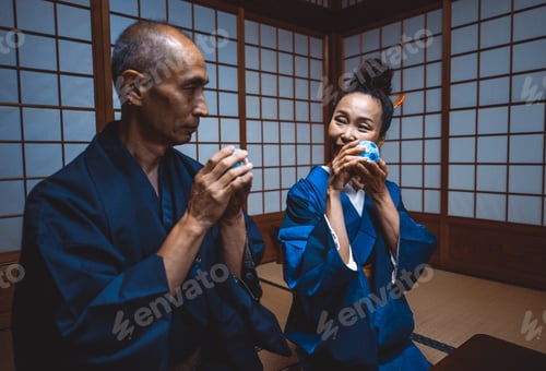 Preview: Senior japanese couple moments in a traditional house