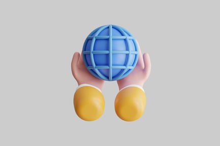 Preview: Cartoon globe held by hands