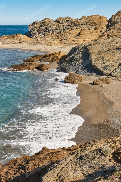Preview: Mediterranean beach in Costa Brava. Borro beach, Colera. Girona, Catalonia