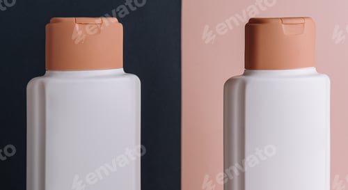 dos botellas de cosméticos en diferentes Fondos