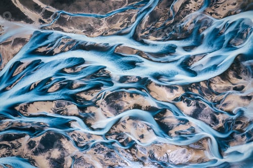 Preview: Abstract Icelandic glacier rivers melting pattern in summer at highlands of Iceland