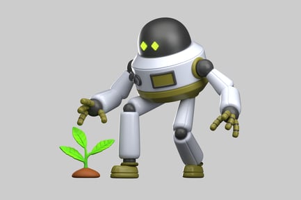 Vista previa: Un simpático robot de jardinería que planta brotes