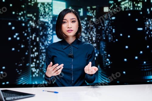 Preview: Newscaster delivering latest events