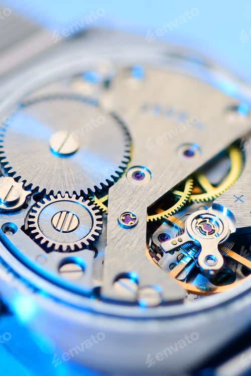 Preview: Macro View of Watch Mechanism with Gears