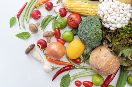 Preview: Variety of fresh vegetables Composition with organic vegetables.
