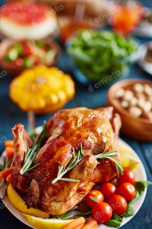 Preview: Golden Roasted Turkey on Thanksgiving Table