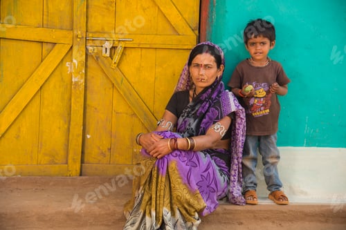 Preview: Rural woman in front of her house at village, India.