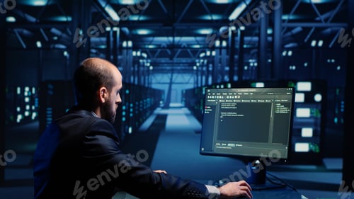 Preview: Network engineer doing hardware check on computer