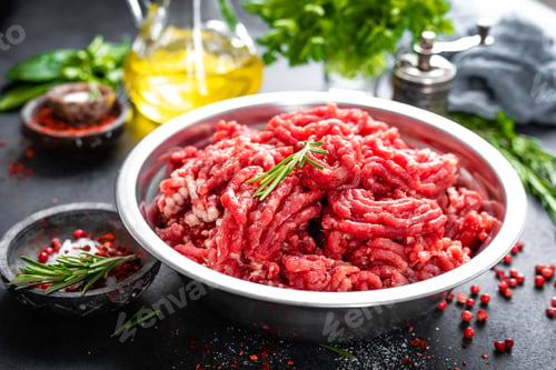 Preview: Mince. Ground meat with ingredients for cooking