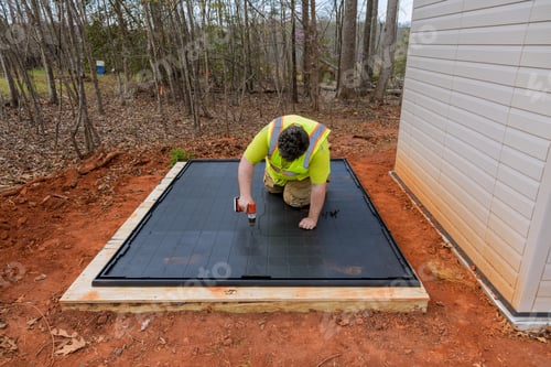 Preview: plastic base platform is designed to be easily screwed onto the plastic vinyl storage shed.