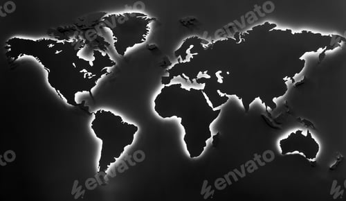 Preview: Illuminated earth map on black background