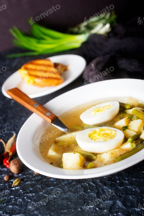 Preview: soup with vegetables and egg