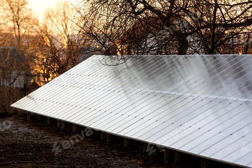 Preview: Row of solar electric panels for producing electricity