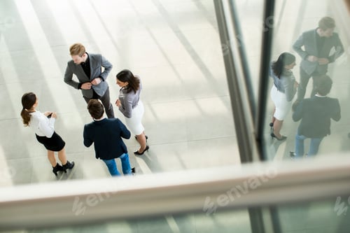 Preview: People at the hall in office building