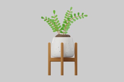 Preview: Potted plant with white pot and brown stand
