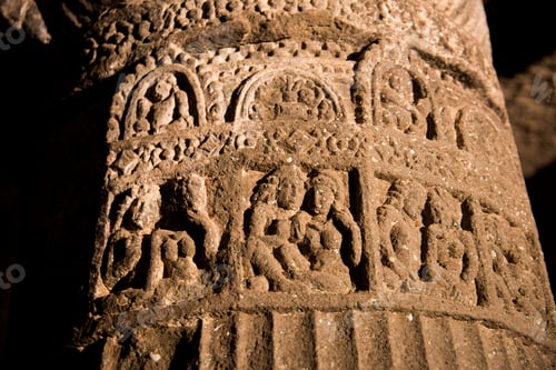 Preview: Detail of stone carving inside Aurangabad Buddhist Caves