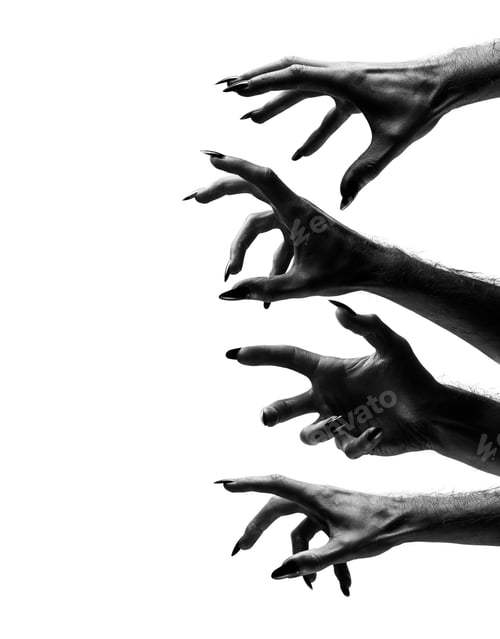 Preview: Black creepy halloween monster hand