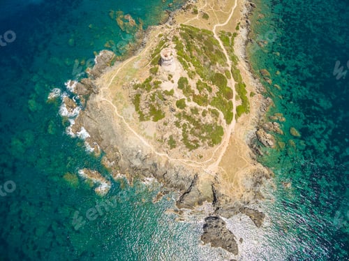 Preview: Aerial view of Sanguinaires bloodthirsty Islands in Corsica, Fra