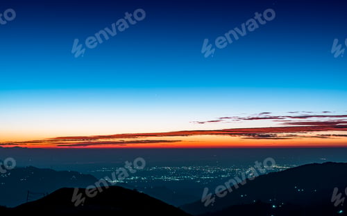 Preview: gloomy Sunrise over the mountain