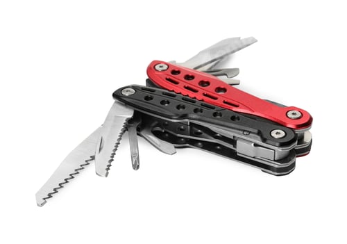 Preview: Compact portable colorful multitool isolated on white