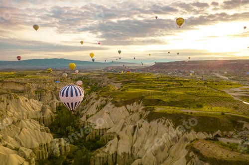 Preview: Hat air balloons view from Cappadocia during sunrise